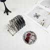 6PCS/Set Round Stainless Steel Coaster Silver Cup Mat with Storage Rack Coffee Tray Cake Dessert Plate Gift