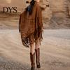 Classic Women Shawl Warm Fabric Solid Color Versatile Hollow Skin-friendly Tassels Hem Winter Scarf Comfortable Wrap Accessory