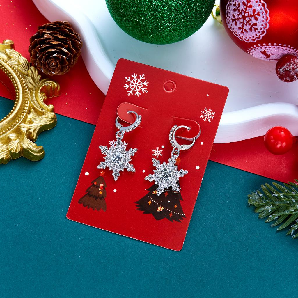 Christmas Sparking Snowflake Stud Earrings For Women Shiny Zircon Imitation Pearl Snow Flower Earring New Year Party Jewelry