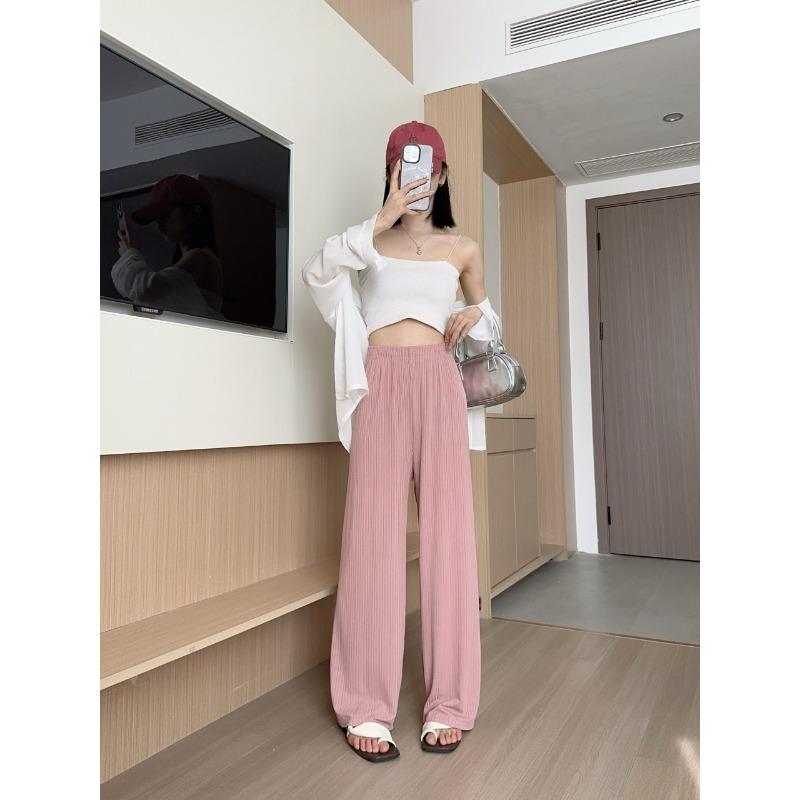 

Miyake Style Folded Yamamoto Pants Summer Thin Lazy Style Casual Pants Women s Versatile High Waist Skinny Loose Leg Pants average size розовый
