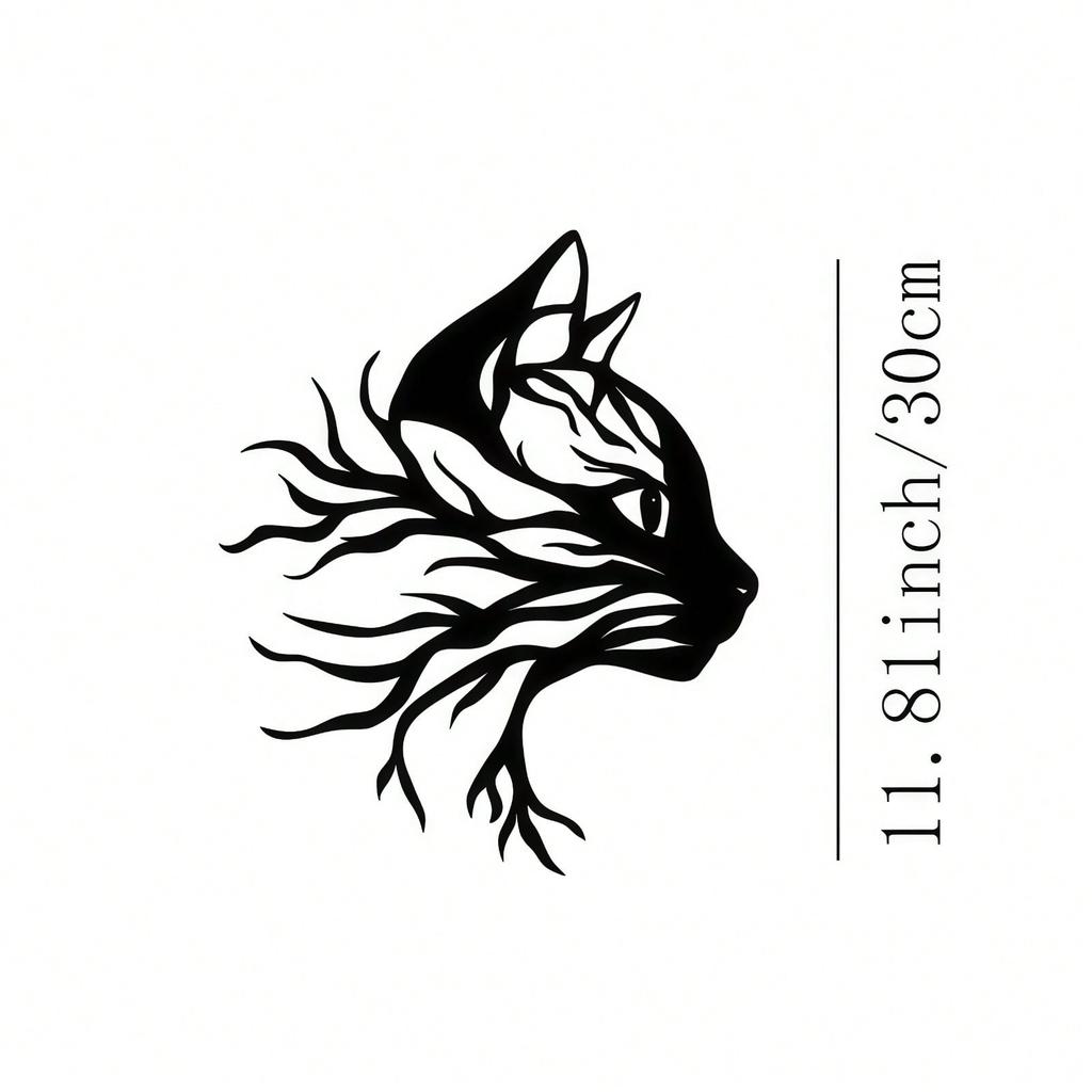 2D Minimalist Cat Metal Wall Art Laser Engraved Modern Craft Home Office Decor Gift