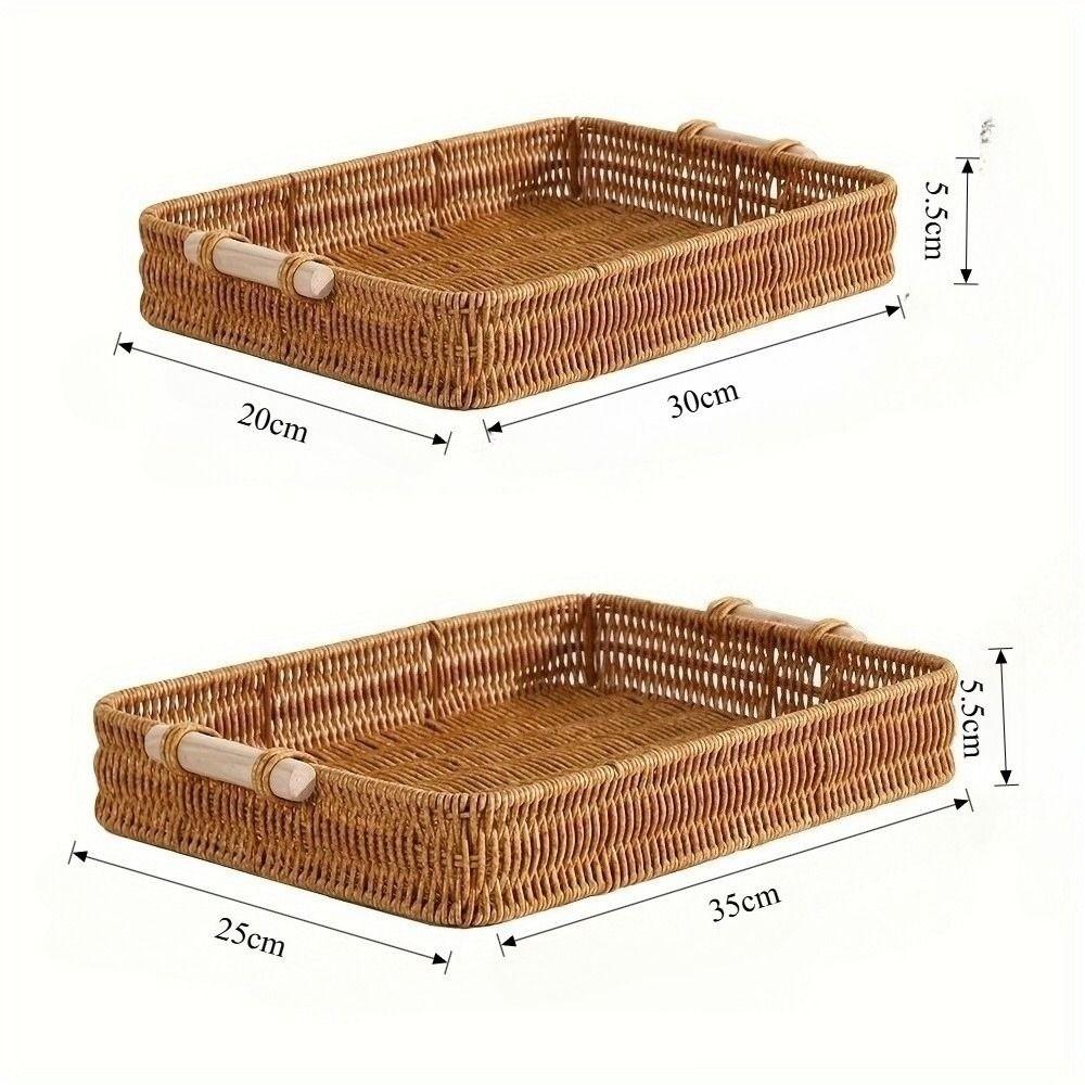 Hardness Rattan Wicker Woven Serving Baskets Household Handwoven Dried Fruit Dim Sum Snack Plate 4 Styles
