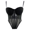 French-inspired Mesh Lace Bustier Top with A Sculpted Back Outerwear Fishbone Strapless Top for Women Lightweight Style Camis & Tank Tops