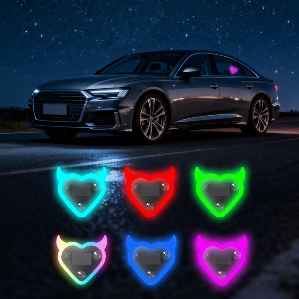 Double Power Source Car Window Light Solar and USB C Charging Heart Shape Decoration Suction Mount Ambiences Lighting