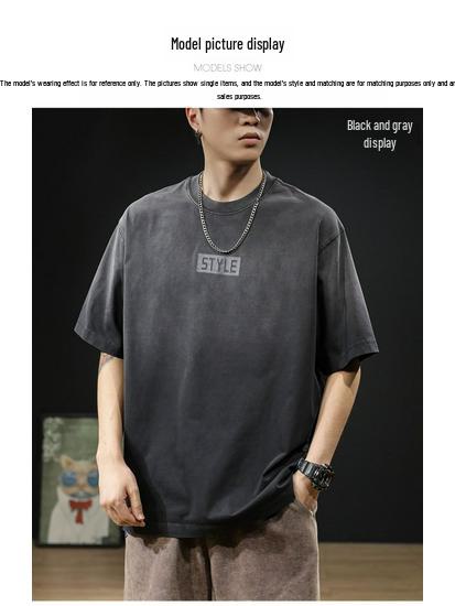 2025 Herrenmode Retro Schweres Baumwoll-Kurzarm-T-Shirt