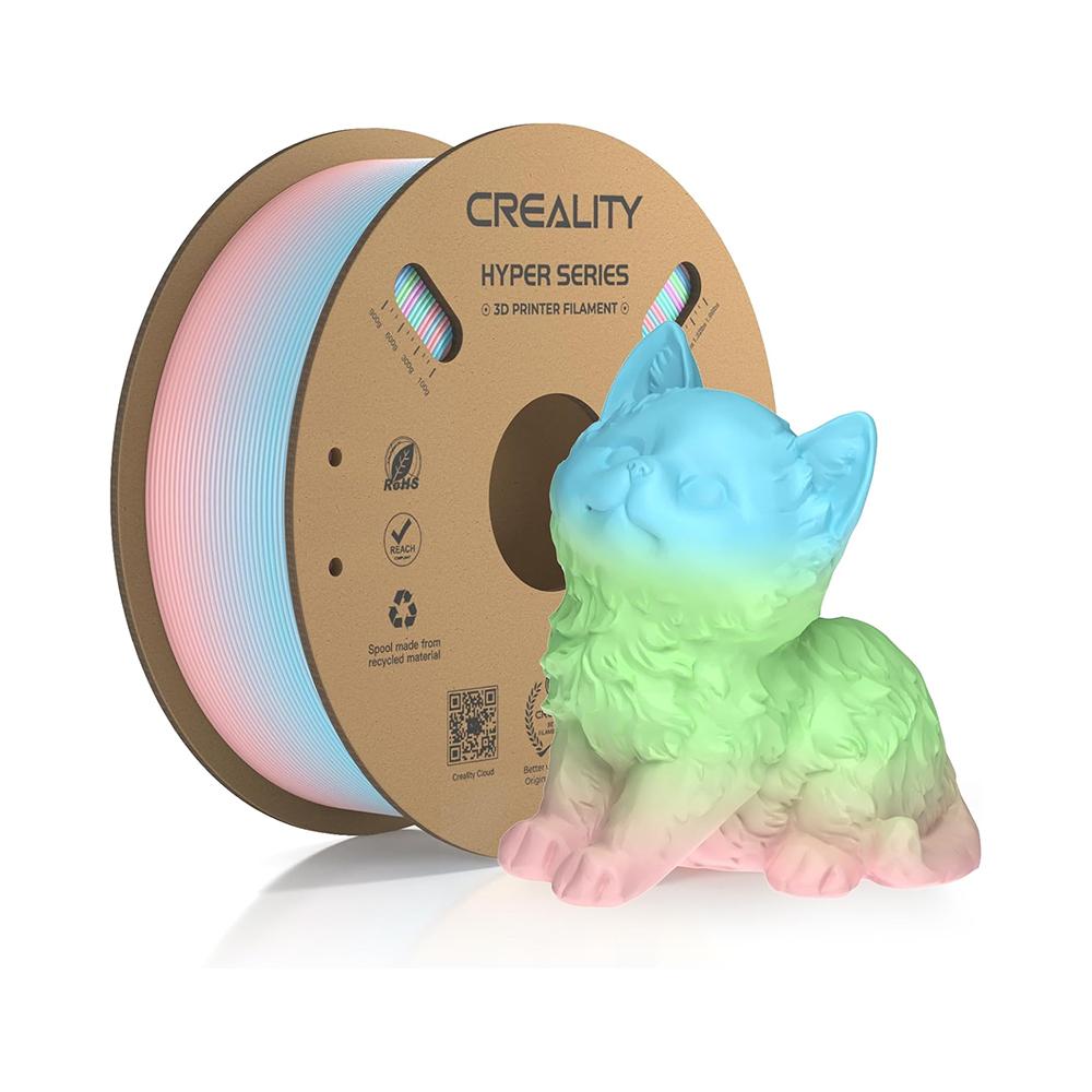 Creality Hyper Rainbow PLA 3D Printing Filament 1kg 1.75mm Vibrant Gradients Colors High Speed Printing Material