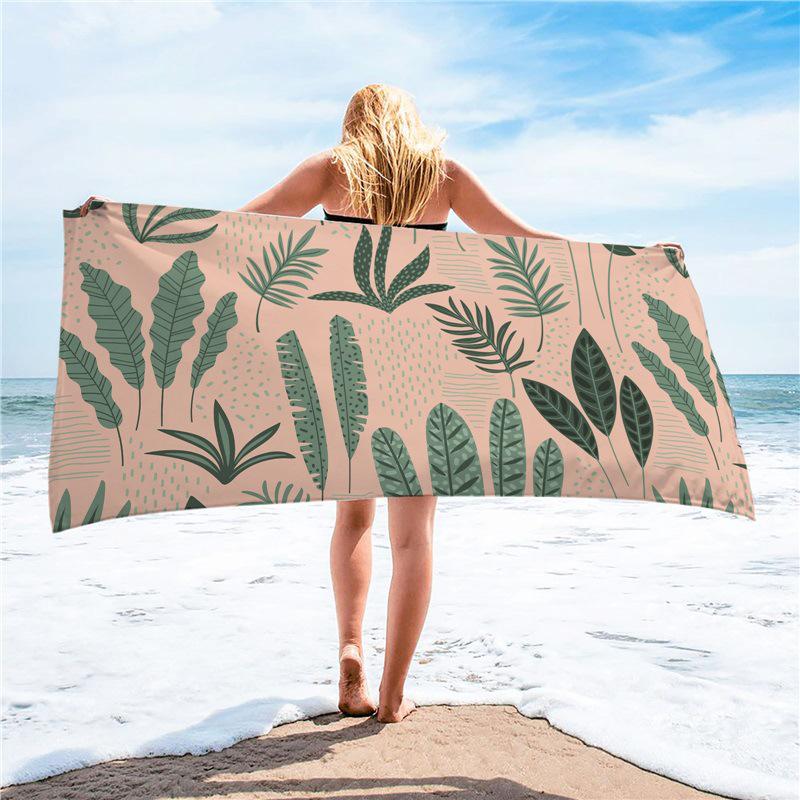 Summer Tropical Ultra-fine Fiber Beach Towel with Sun Protection