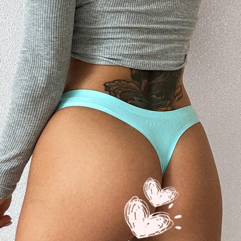 Women's Spring and Summer A Piece of Ice Silk Without Trace Cartoon Sexy Fitness Exercise Yoga Thong Underwear
