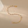 Gold Plated Dainty Spaced Tiny Pearl Bead Anklet With Adjustable Extension Chain