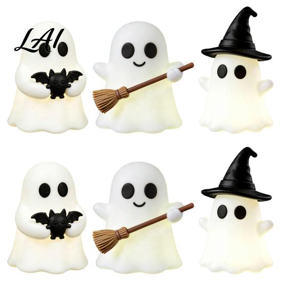 Mini Ghost Figurines for Crafts Halloween Luminous Figurines Glow in The Dark Cute PVC Statues Miniature Statue Micro Landscape Tiered Tray