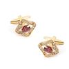 Gold Inlaid With Red Zircon Cufflinks Light Luxury Men's Shirt