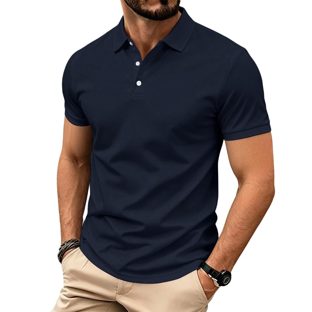 Men's Classic Fit Short Sleeve Polo Shirt with Breathable Quick Dry Fabric and Turn Down Collar for Casual or Sportswear
