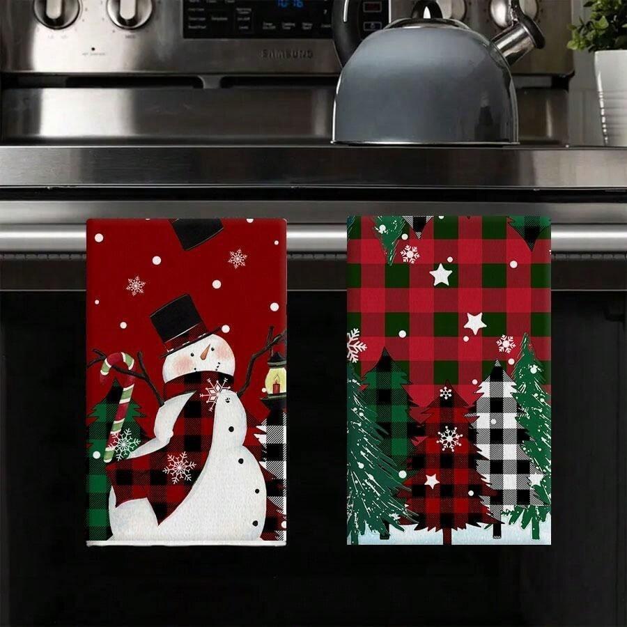 1pc/2pc/4pc/pack Christmas Scrub Sponge Creative Kitchen Dish Cloth Festive Cleaning Decor for Home & Table Kitchen Dish Towel Xmas Cleaning Supplies