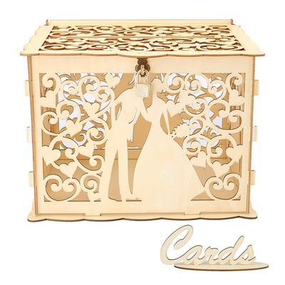 Wedding Card Box with Lock Envelop Gift Card Shadow Box with Sign Wedding Money Box Holder Rustic for Graduation Parties