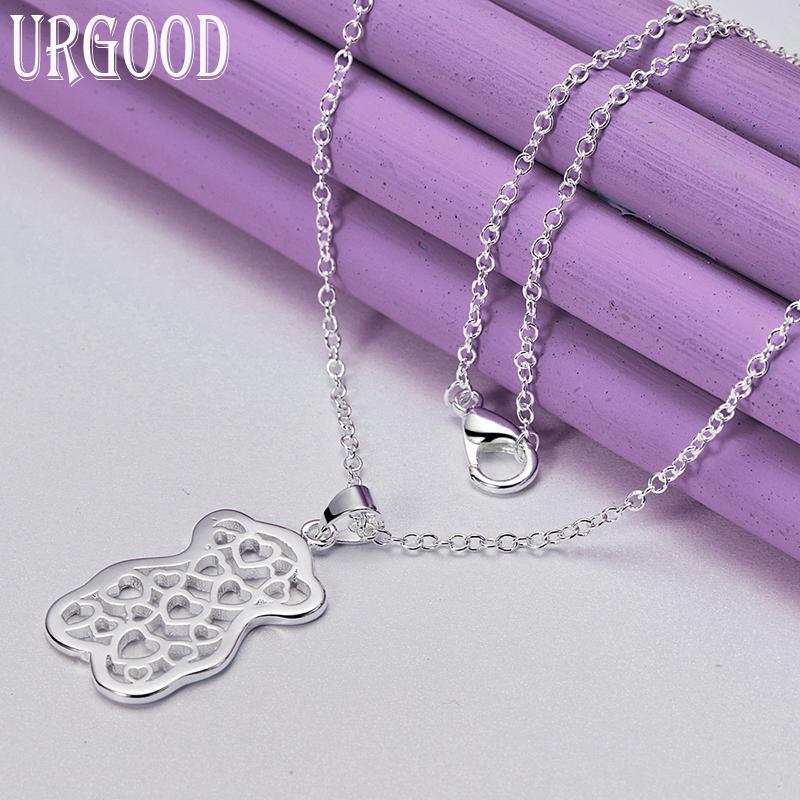 

Ожерелье с подвеской «Маленький медвежонок» из стерлингового серебра 925 пробы для женских модных очаровательных ювелирных изделий O-40cm