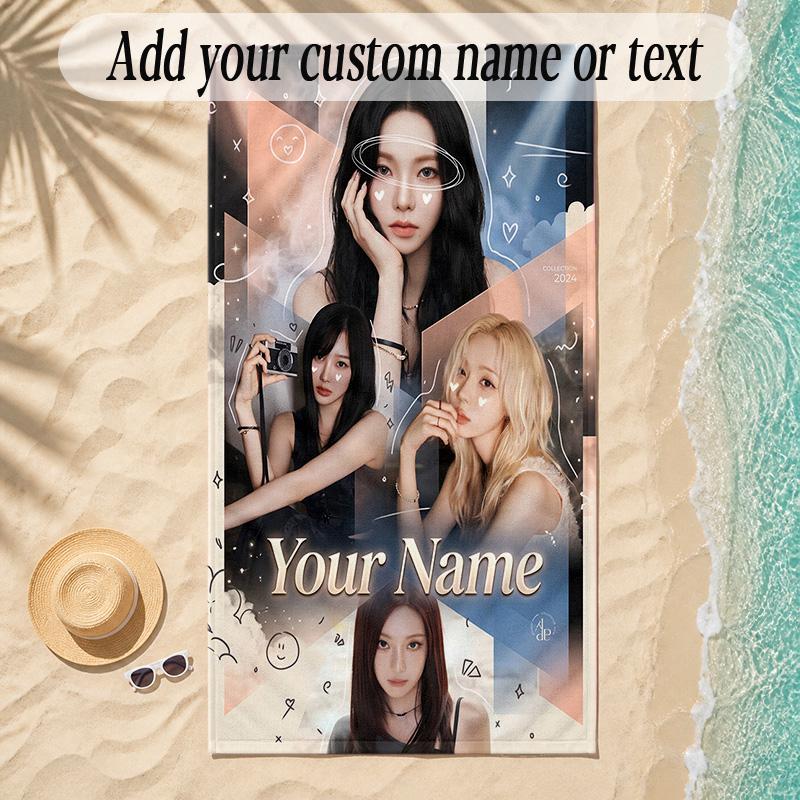 Beach Towelaespa Custom Name Text Personalized Soft Towel for Beach Pool Indoor Home Decor Gift