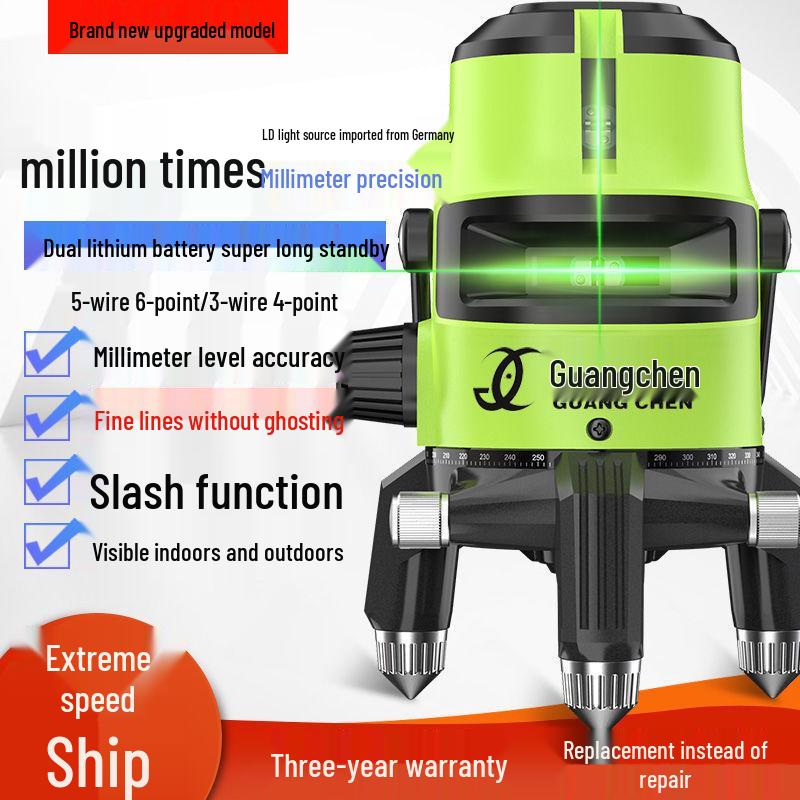 High Precision Auto-Leveling Laser Level - Green/Blue Light with 2, 3, or 5 Lines for Outdoor Use