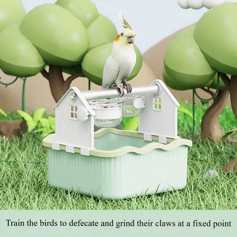 Small Bird Litter Box With Removable Garbage Can For Parakeets Cockatiels And Parrots
