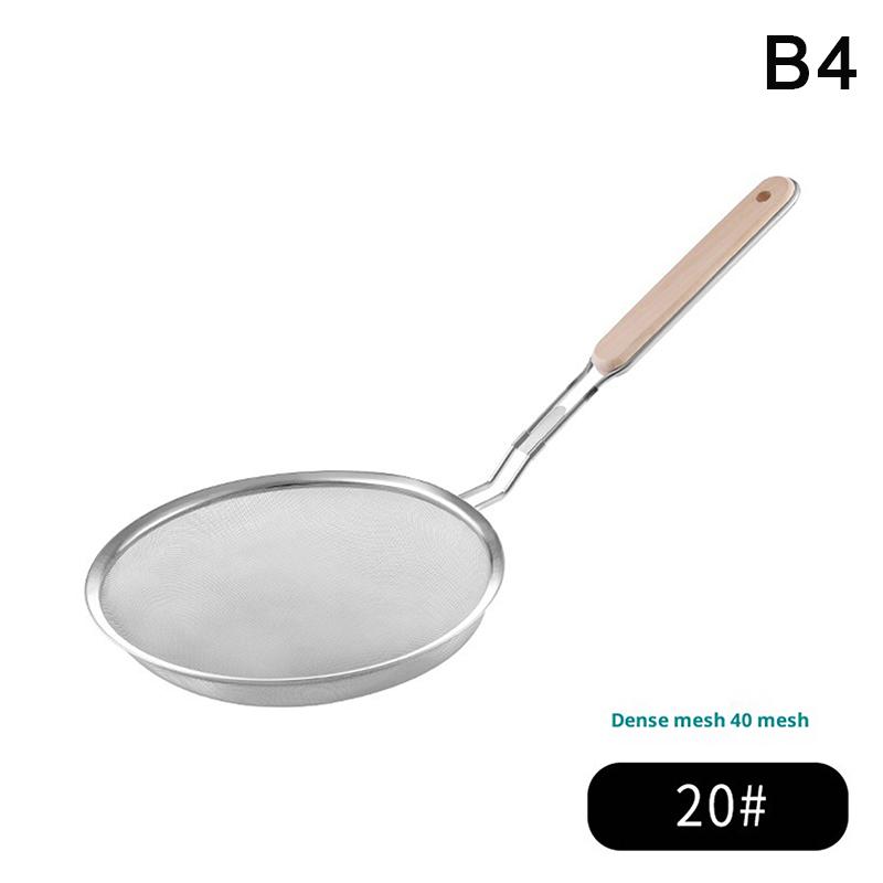 Wooden Handle Stainless Colander Pasta Noodle Strainer Skimmer Spoon Oil Pot Food Filter Strainer Cooking Outdoor Tableware