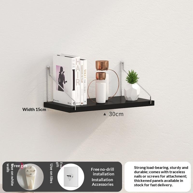 Black Floating Wall Shelves With Durable Metal Brackets Large Storage For Bedroom Living Room Home Decor