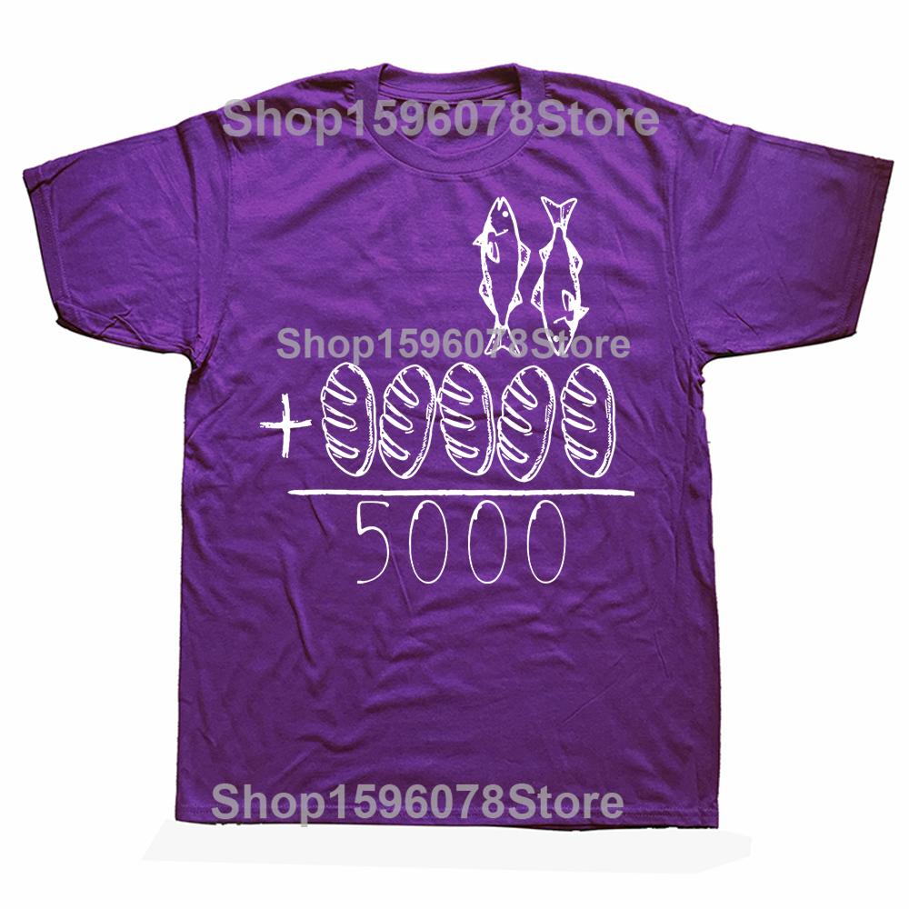 

Funny Retro 2 Fishes 5 Breads Jesus Christian Bible Cotton T-Shirt Oversized Unisex Graphic Tees Men s Clothing Streetwear 4XL