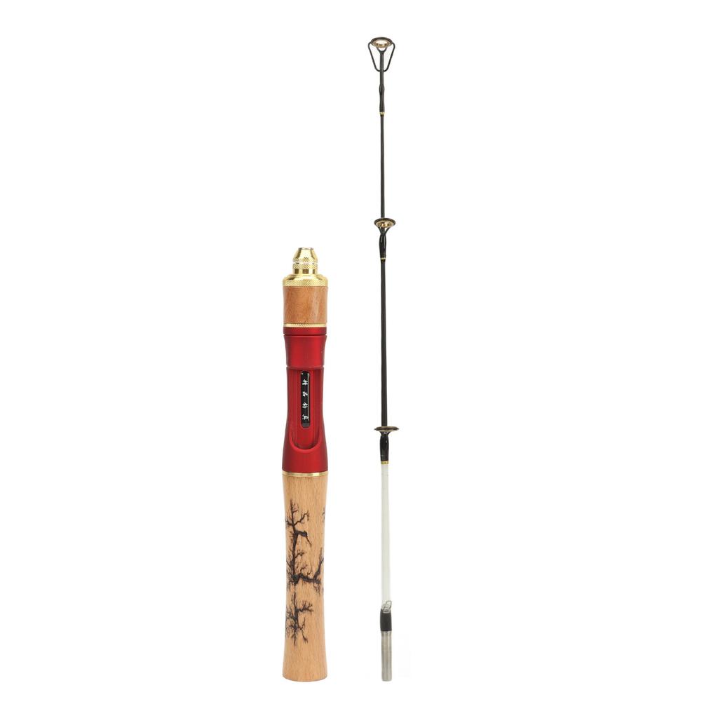 Ice Fishing Rod Wooden Grip Solid Structure Lightweight Portable Mini Fishing Pole for Freshwater Sea Surf Fishing