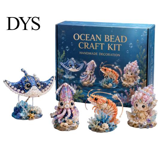3D Beaded Animal Kit Tiny DIY Kit, Cute Mini Sea Life Beads Embroidery Relaxing Craft Activity Handmade Bead Art Making Set for Adults, Lovers Project