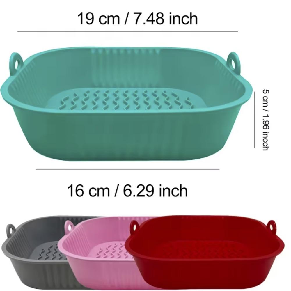 Silikon Air Fryer Grytebrett Mat Trygg Gjenbrukbar Firkantet BBQ Grillplate Airfryer Ovn Bakeform Kurvpanne for kjøkken