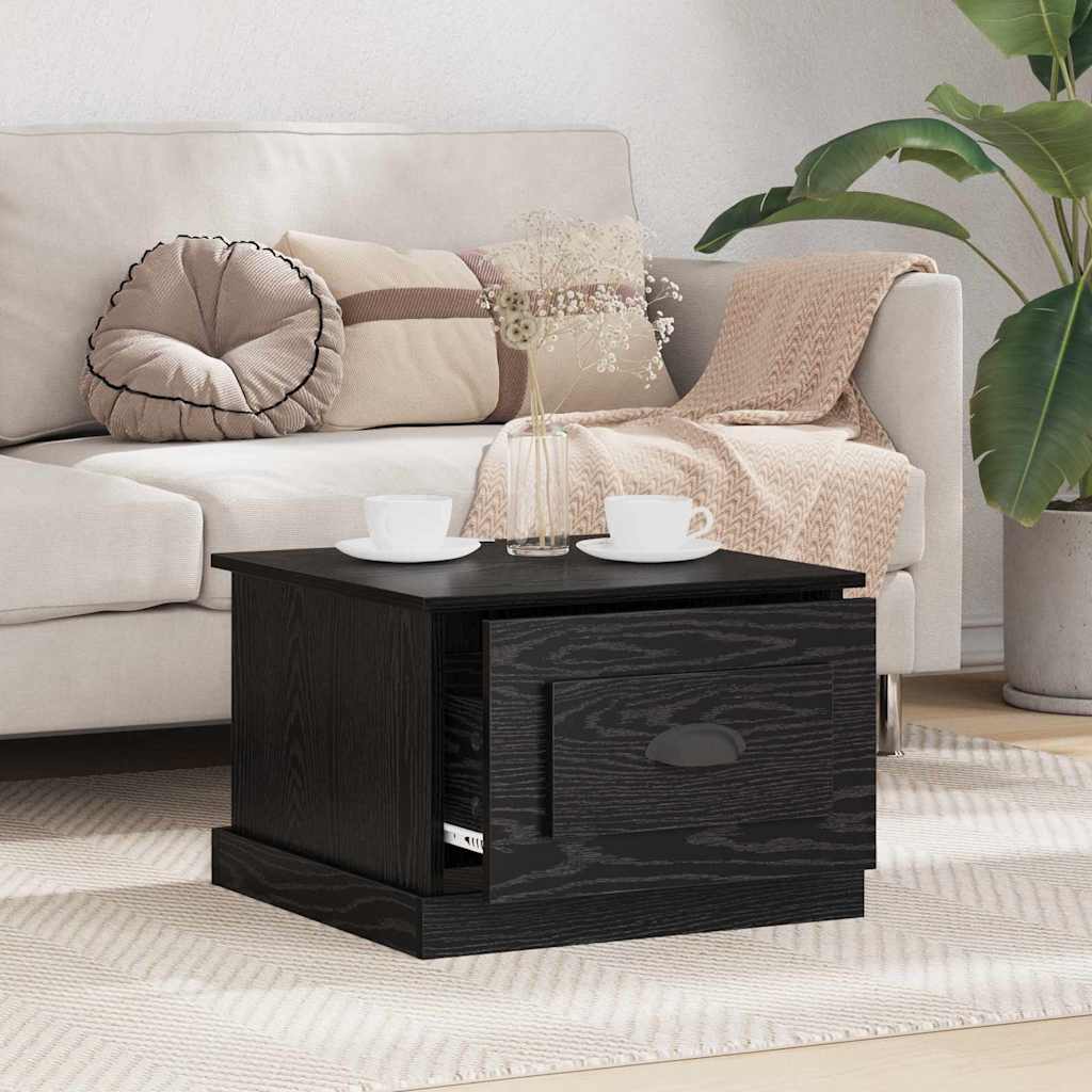 Coffee Table Black Oak Look 50 X 50 X 35 Cm Engineered Wood