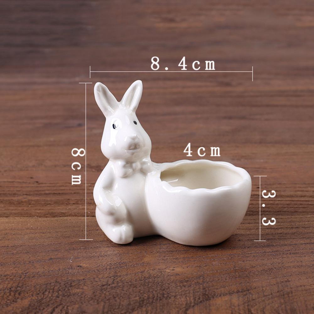 

Holder Thumb Flower Pots Ceramic Rabbit Shape Egg Cup Easter Rabbit Succulent Pots Easter Supplies Style A