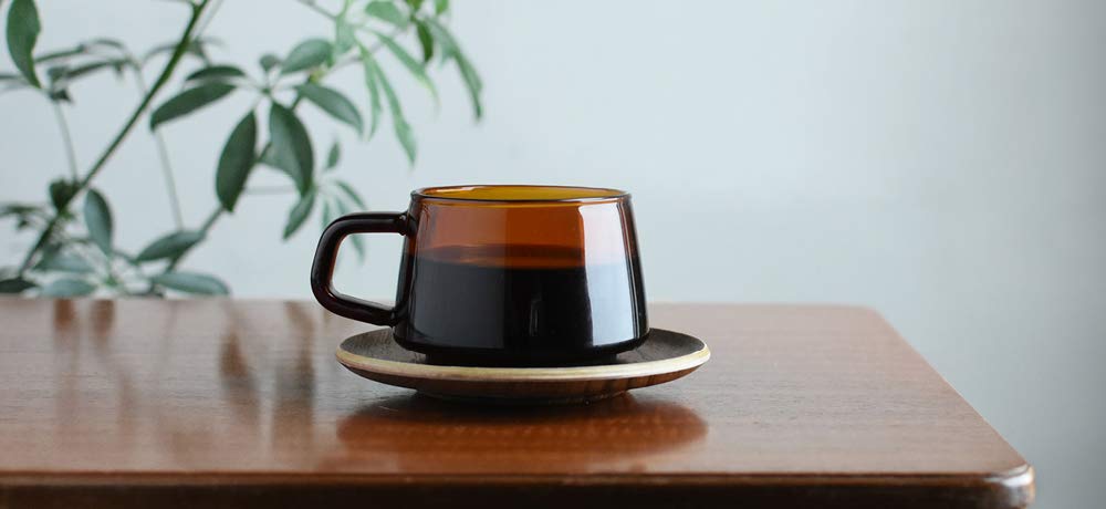 KINTO SEPIA Cup Saucer 270ml Amber Glass Gift Item 21742 & Heat-Resistant