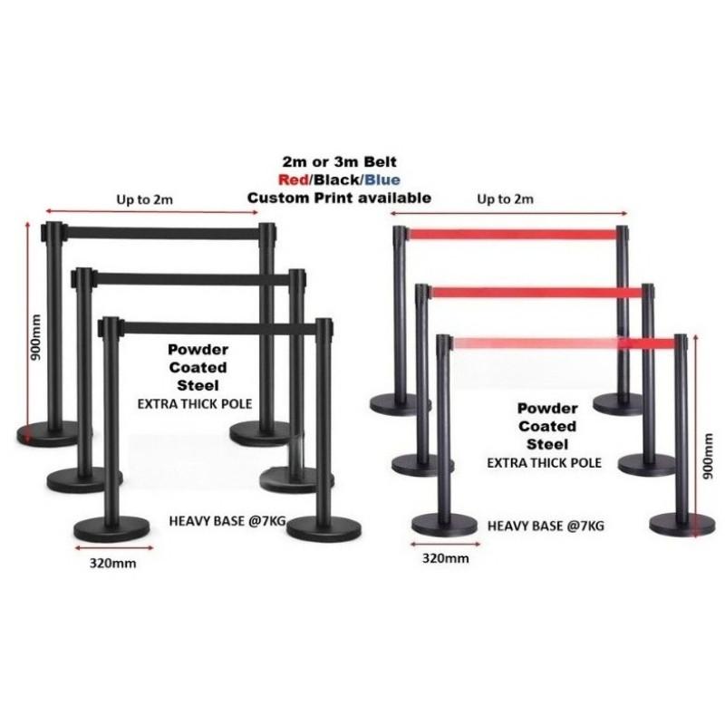 Extra Thick Stainless Steel Black Queue Pole Indoor And Outdoor Signage Crowd Control Barrier Pole