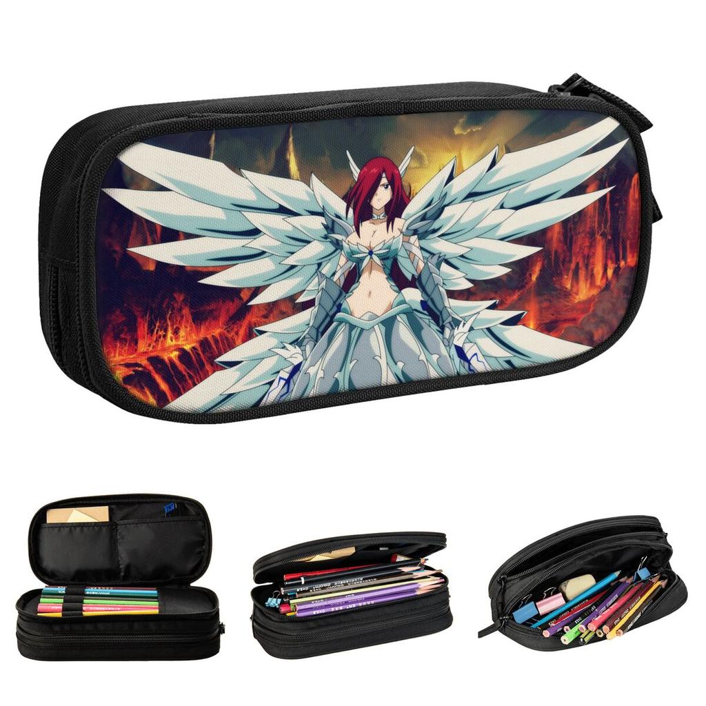 Erza Scarlet Pencil Case Fashion Fairy Tail?Anime Pen Holder Bags for Student Big Capacity Students School Gifts Pencilcases