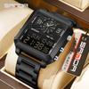 SANDA 6265 Square Dual Display Watch Men's Electronic Quartz Dual Movement 3ATM Waterproof Night Light Sports Business Watch