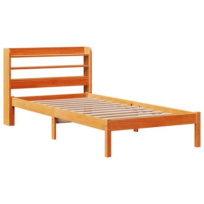 VidaXL Bed Frames and Headboard Wax Brown 100x200 Cm Pine Wood, Bed, Solid Wood Bed Frame, Bedroom Furniture At 3306557