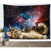 LB Cat Butterfly Tapestry, Cool Funny Cat with Butterfly Wall Tapestry for Girls, Fantasy Galaxy Wall Art for Bedroom Living Room Dorm Home Decor, 60