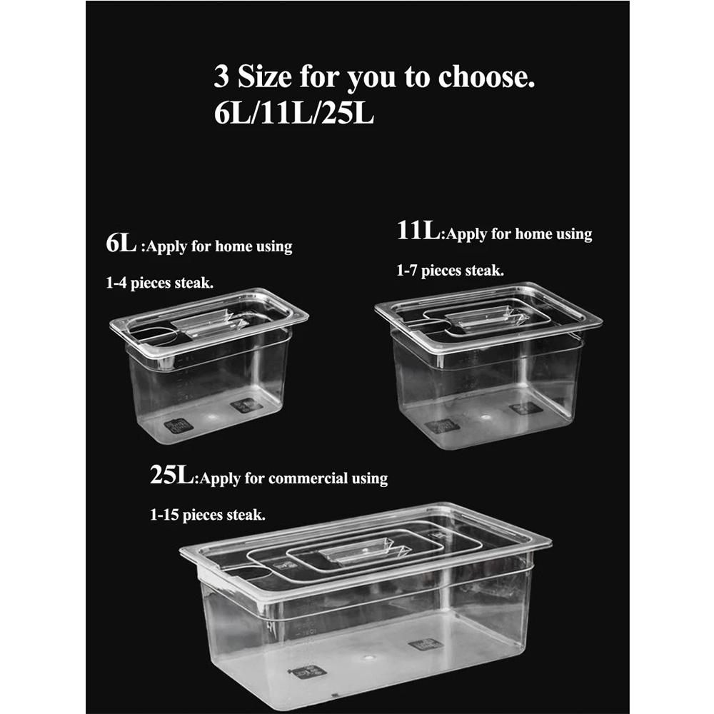 Sous Vide Cooker Container 6L 11L Two Sizes Food Grade PC Material For Immersion Circulators Durable Kitchen Tool