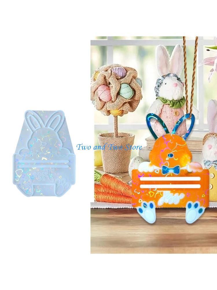 HX6F Rabbit Money Clip Charm Mold Soft Silicone Pendant Mould For Jewelry Crafting CN
