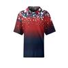 Women’s Casual Short Sleeve Knit Polo Shirt with Button Front and Independence Day Print for Everyday Wear