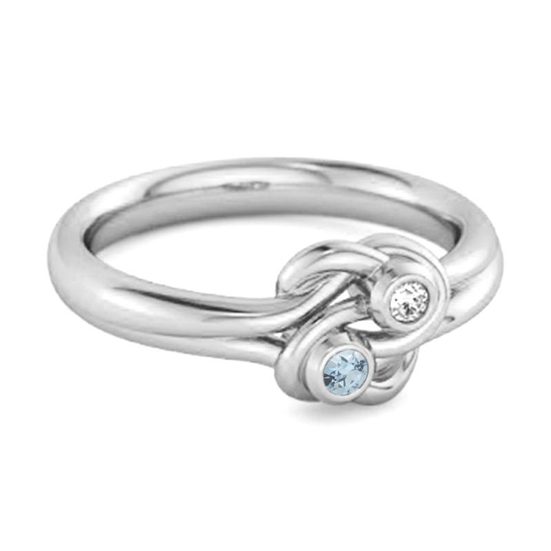 Blå Topas Dubbelsten Stapelbar Ring - 925 Sterling Silver