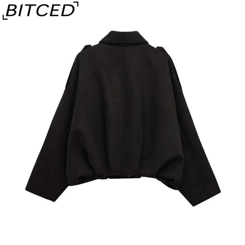 BITCED Women's Pre-Spring Fashion Suede-Effect Pilot Jacket