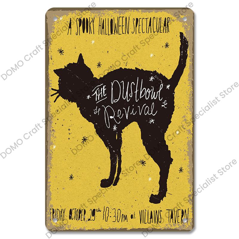 Halloween Night Party Poster Vintage Metal Signs Pumpkin Trick or Treat Metal Tin Plate Wall Art Decor For Bar Pub Club Home