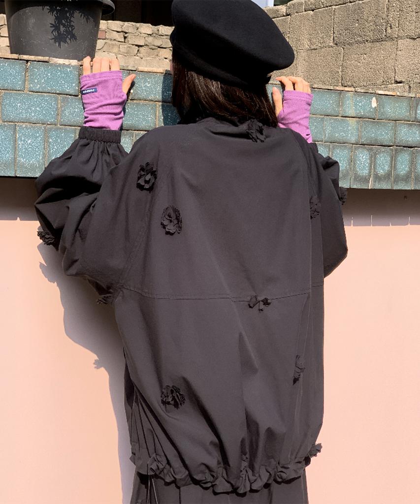 RONRON Mini Flower Windbreaker Black