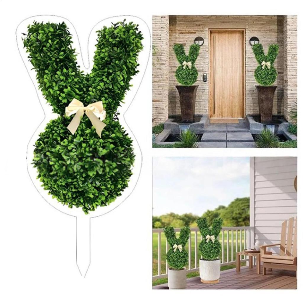 Easter Topiary Spring 2D Acrylic Artificial Green Cute Fake Plant Animal Decor For Lawn Yard Porch Patio Backyard Courtyard