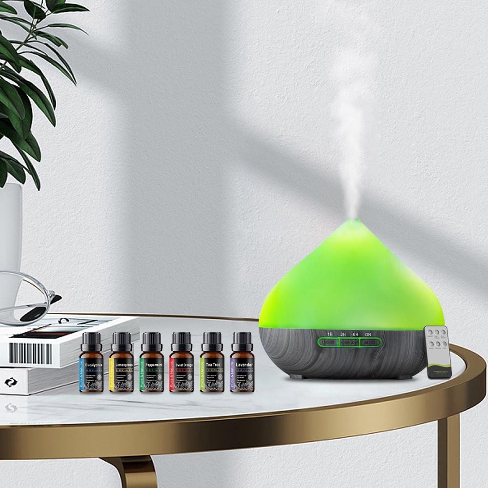 Diffuser For Home Ultrasonic 500ml Essential Oil Diffuser  Remote Control LED Lights Air Humidifier Includes 6 Premium Oils for