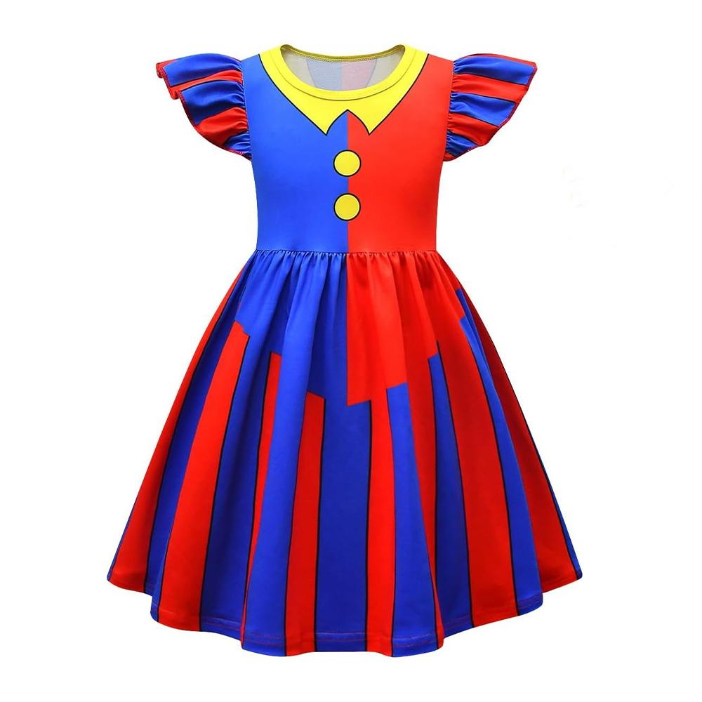 Pomni Cosplay Costumes Dress Cartoon Character Casual and Comfortable 3D Digital Print Summer Dresses for Carnival and Halloween