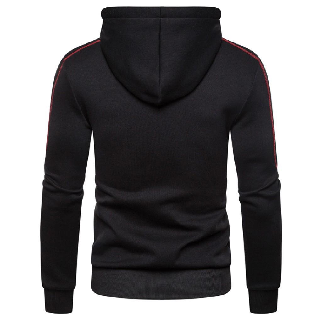Men's Hooded Sweatshirt, Contrasting Color Sweatshirt, Sports Zipper Casual Jacket