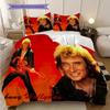 Legendäre Idol Johnny Hallyday Bettwäsche, Bettbezug, Kissenbezug, Heimdekoration, Geburtstagsgeschenk (1 * Bettbezug+2 * Kissenbezug, ohne Füllung)