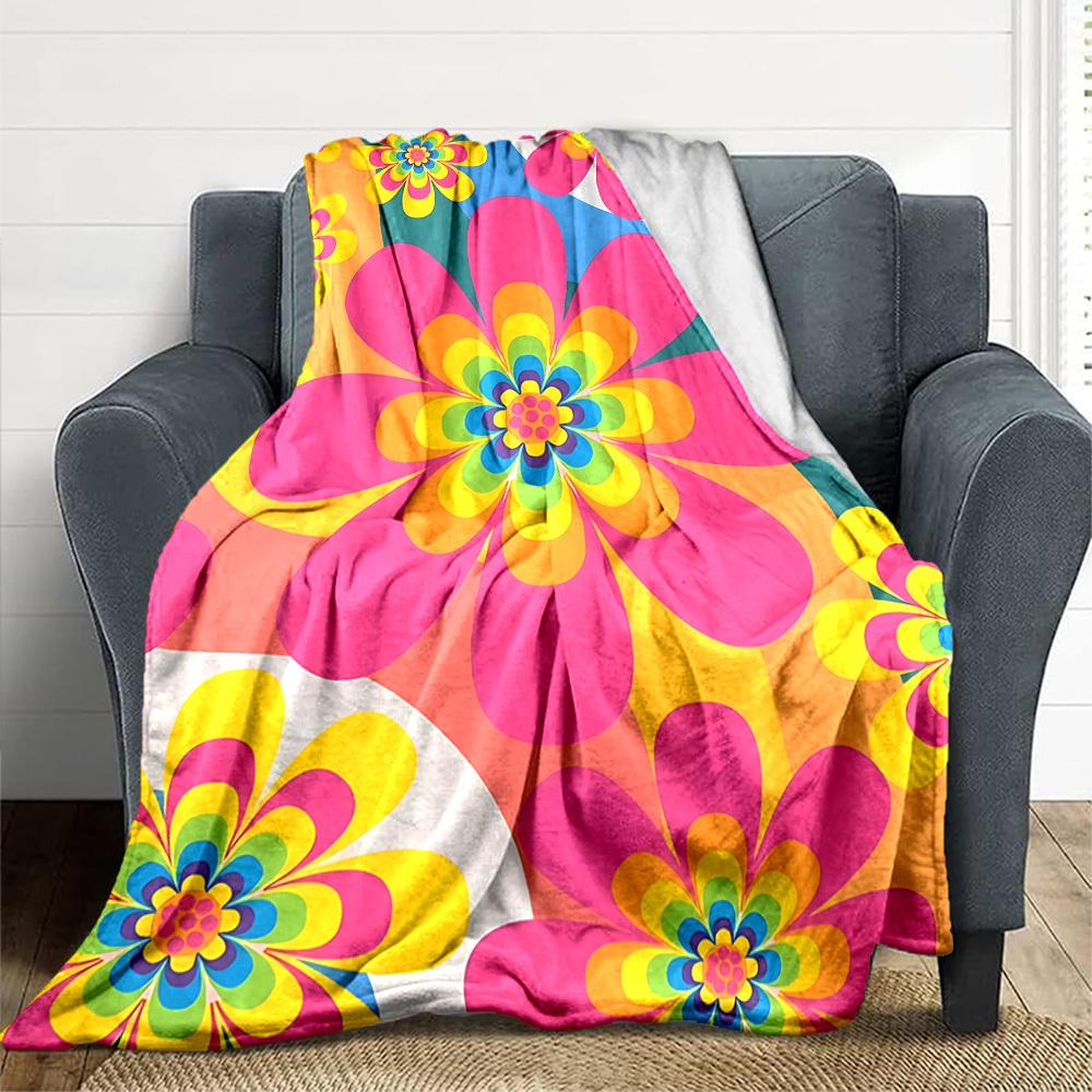 1pc Flower Pattern Blanket Warm, Cozy, And Soft, Suitable for Sofas, Beds, Cars, And Office Use.Perfect for Camping And Travel, Making It a Great Gift
