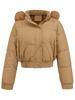 2025 Women's Winter Short Cotton Coat High Waist Slim Fit Warm Fur Collar Padded Outerwear Casual Thickened Jacket